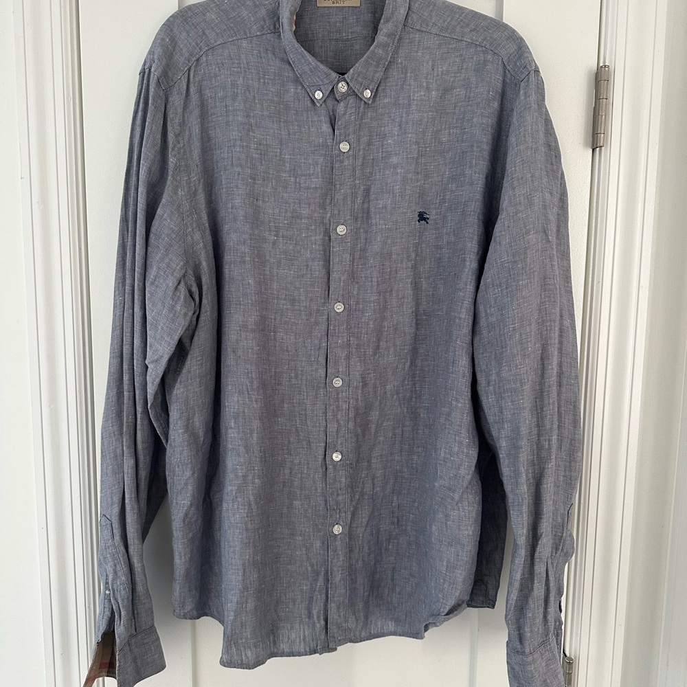 Burberry Brit Men's Blue Flip Cuff Long Sleeve Button Front Shirt XXL